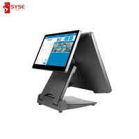 Terminal de point de vente tout-en-un à double écran de 15 pouces, système TPV Kassen, support pliable en plastique, Intel Celeron, Windows, directement de l'usine
