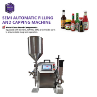 Machine de remplissage et de bouchage de pâte de verre à haute précision contrôlée par PLC, pompe à rotor en acier inoxydable 304, écran tactile, pour sauce soja et huile