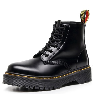 Bottes mi-mollet à plateforme pour femmes, grande taille, en <span class=keywords><strong>cuir</strong></span> de vache véritable, chaussures épaisses pour femmes, bottines mi-mollet style universitaire - Product Image 1