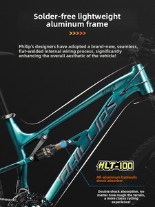 Vélo de montagne à suspension souple Philip, cadre en alliage d'aluminium, freins à disque hydrauliques, double suspension, vitesses 33/30 disponibles - Product Image 3