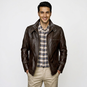 High Quality <b>Men</b> s <b>Leather</b> Flight <b>Jacket</b> Fashion Male Zipper Coat Classic Business Windbreaker Waterproof <b>jacket</b> for <b>men</b> - Product Image 1