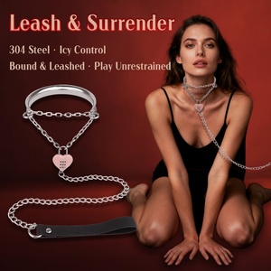 FISTSX Metal <b>Collar</b> with Leash <b>BDSM</b> <b>Collar</b> Bondage Gear Couples SM Role Play Game Sex Toys for Women Men - Product Image 5
