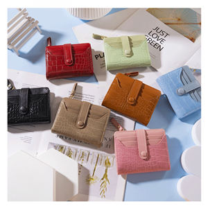 Offre Spéciale mode pierre motif couleur unie porte-carte court fermeture éclair Pu porte-monnaie - Product Image 1