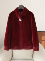 Manteau d'hiver chaud et doux en fausse fourrure pour femme, 100 % polyester, col mandarin, longueur standard, col rond, style élégant et urbain