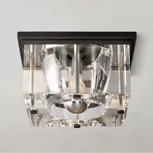 Modernes Design Vierkant Kristall-Schlafzimmer Esszimmer Led Deckenlampe Flushmount Kollektion Glas Deckenlicht