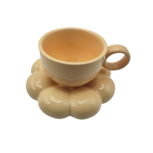 European Style Luxury Sunflower Shape Ceramic Coffee Mug <b>Set</b> for Hotels-Cappuccino & Espresso Cups - Product Image 3