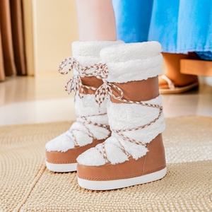 Botas de Nieve Tejidas Estilo Moot, para Mujer, Fáciles de Poner, Modelo Nuevo Invierno 2025, con Aislamiento Térmico de Algodón, Botines - Product Image 4