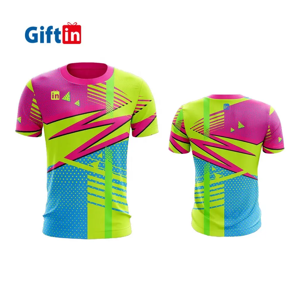 Giftin-Camiseta deportiva 100% de poliéster con estampado completo para correr, camiseta de corte seco para maratón, camiseta personalizada por sublimación