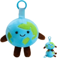 Porte-clés en peluche Terre souriante mignonne, pendentif de sac en forme de planète en peluche douce, jouet de dessin animé créatif, cadeau pour amis et enfants
