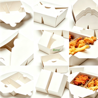 Boîte à lunch jetable en papier, compartimentée, avec revêtement PE anti-graisse, pliable, pour plats à emporter, bento, salades, poulet frit, repas légers, street food, pique-nique