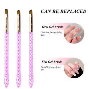 Sang Trọng Chuyên Nghiệp Ombre UV Gel Phẳng Hình Bầu Dục Lót Slant Móng Tay Nghệ Thuật Bộ Bàn Chải Màu Hồng Acrylic Xử Lý Biểu Tượng Tùy Chỉnh - Product Image 6