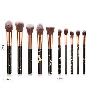 Dailyqueen Hồng đá cẩm thạch trang điểm bàn chải thiết lập 10 pcs mẫu miễn phí Foundation Eyeshadow & Blush bàn chải tàn ác-miễn phí tóc phụ kiện - Product Image 6