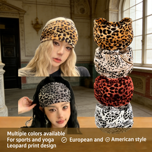Bandeau imprimé léopard pour femmes, bandeau en polyester tendance pour le sport, le yoga, les mariages, accessoires de <span class=keywords><strong>cheveux</strong></span> de style européen et américain - Product Image 2