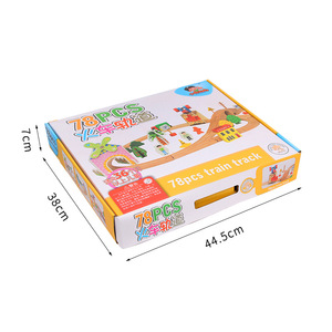 Ensemble de jouets de train en <span class=keywords><strong>bois</strong></span> Jet avec voie ferrée, voitures et scène de ferme, blocs de construction éducatifs pour l'intelligence et l'assemblage créatif - Product Image 4