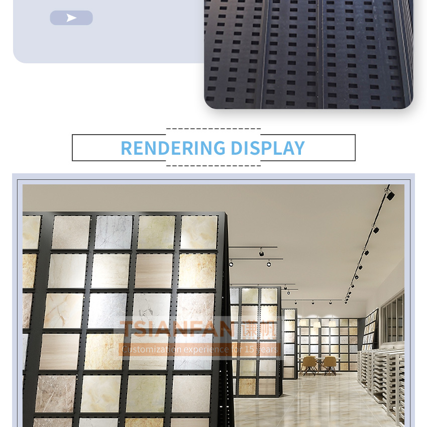 Manufacturer Tile Punched Plate Showroom Flooring A Frame Rack Quartz Panel Hole Adjustable Ceramic Tile Punching Display Rack