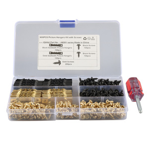 IQIHUI <b>Picture</b> Hangers Kit 600Pcs Black Gold Screws Plastic <b>Box</b> Vehicle Interior Accessories - Product Image 1