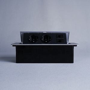 Module de combinaison personnalisable, norme européenne, <span class=keywords><strong>double</strong></span> module Schuko allemand, <span class=keywords><strong>double</strong></span> ports réseau <span class=keywords><strong>RJ45</strong></span>, <span class=keywords><strong>prise</strong></span> de bureau escamotable dissimulée - Product Image 1