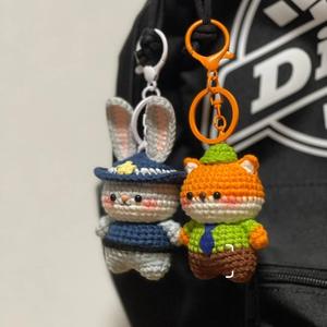 Judy Nick Mignon Porte-clés Pendentif DIY <span class=keywords><strong>en</strong></span> Peluche 3D, Fourrure et <span class=keywords><strong>Laine</strong></span> au Crochet, Forme <span class=keywords><strong>Lapin</strong></span> et Chat, Cadeau - Product Image 2