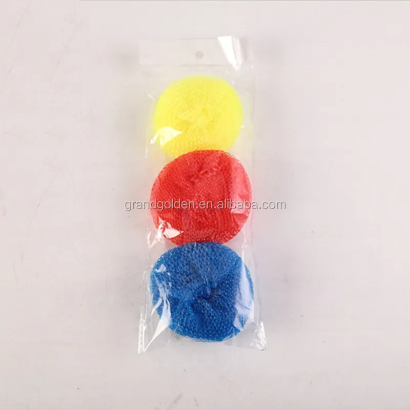 Éponges à récurer, lot de 3 pièces, en plastique coloré, pour boule d'éponge
