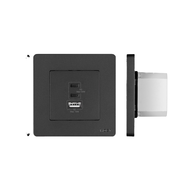 EU German Standard  USB Type C Fast Charger Wall Socket Smart Home Schuko 30W 652 GaN