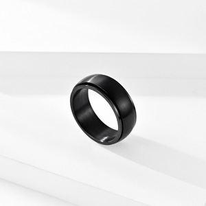 Titanium Steel <b>Ring</b> Dark Blue And Black Rotatable Stress Relieving Unisex Fashion Jewelry - Product Image 3