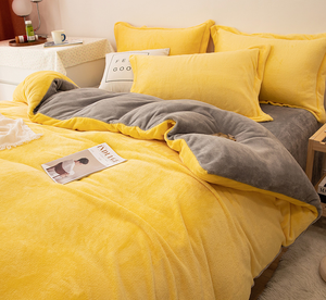 San hô Lông Cừu Đôi Vua Nữ Hoàng Kích Thước Mùa Đông Bộ Đồ Giường Bộ <span class=keywords><strong>Comforter</strong></span> Duvet Bìa Tấm Ga trải giường 100% Polyester Tùy Chỉnh Màu Sắc - Product Image 2