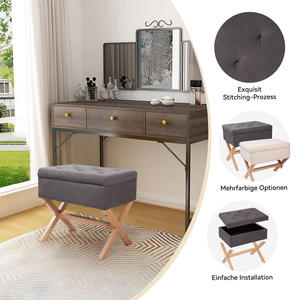 Modern Storage Ottoman X-Shaped <b>Wooden</b> <b>Legs</b> Tufted Sponge Padding Easy Assembly Living Room Bedroom Hotel <b>Furniture</b> - Product Image 5