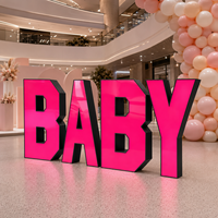 Lettres géantes 3D en acrylique LED BABY pour la décoration de fête de révélation du sexe du bébé, couleur rose et noir, taille personnalisable