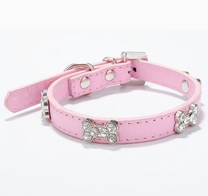 Collar de cuero de PU de color sólido para ladridos de perro con encantador accesorio de hueso correas y collares para mascotas - Product Image 5