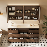 Meuble de salle de bain sur pied de haute qualité de 60 pouces avec lavabo et miroir intelligent, 9 tiroirs
