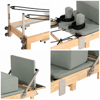 Reformer Pilates pliable en bois d’érable avec pieds réglables Machine de fitness professionnelle pour studio et maison