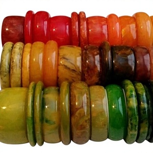Ensembles de bracelets en résine marbrée multicolores brillants, ethniques, ronds, larges, faits à la main, bijoux de mode, bracelets pour femmes - Product Image 4