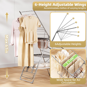 ราวตากผ้าแบบพับได้ สแตนเลส สตีล รุ่นใหม่ล่าสุด - Product Image 3