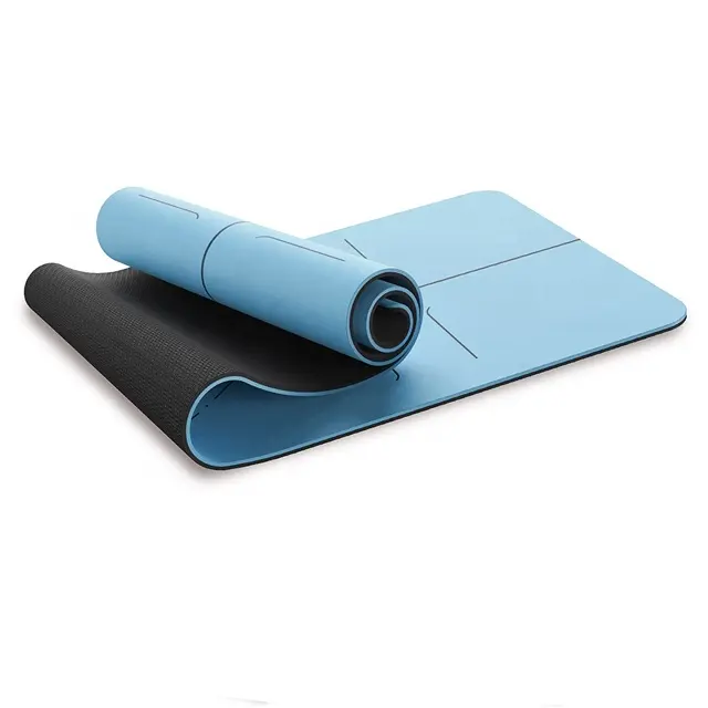 Matras Yoga PU ditingkatkan, keset Yoga karet alam bercetak kustom ramah lingkungan Anti Slip untuk Studio