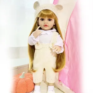 R&B Boneca Bebe 22Inch Toddler Mini Real Life Full Body Silicone Baby Realistic Silicone Reborn Doll