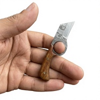Couteau de chasse et de survie à lame fixe mini, forgé à la main en acier Damas de haute qualité, pointe tombante, manche en résine OEM