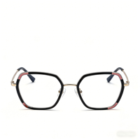 Montures de lunettes unisexes tendance en métal et TR, couleur mixte, monture carrée pleine, durables, légères, avec verres en PC, contraste rose et noir