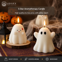 Bougie fantôme d'Halloween, bougie parfumée en cire en forme de chapeau de sorcière, décoration effrayante pour maison hantée, centre de table pour fête, ambiance cosy d'automne