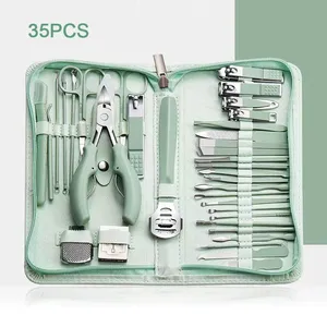 22/35pcs Aço Inoxidável Profissional Nail Clipper Viagem Grooming Kit Manicure & Pedicure Set Ferramentas de Cuidados Pessoais