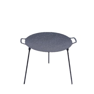 Korean Style Portable BBQ Pan Round Non Stick Stainless Steel 30-41Cm Flat Bottom Grill With Legs For Outdoor Camping - Product Image 3