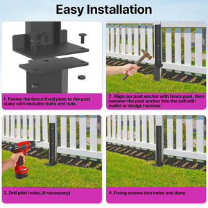 Kit de réparation de poteau de clôture de 28 pouces, <span class=keywords><strong>plaque</strong></span> de couverture de poteau de clôture de 28 pouces, ancrage de poteau de clôture pour réparer le support en <span class=keywords><strong>bois</strong></span> cassé - Product Image 4