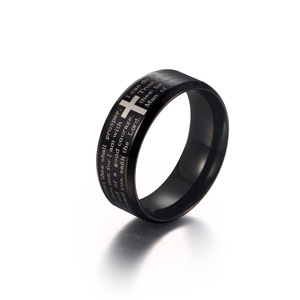 Men's Black Stainless Steel Cross <b>Ring</b> SA1125 Minimalist Jewelry Gift - Product Image 1