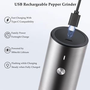 Molinillo de Pimienta Recargable Tipo-C Premium, de Acero Inoxidable, Eléctrico, Automático, de Una Mano, Compatible con Molinillo de Sal - Product Image 2