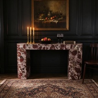 Table console en marbre veiné noir et blanc de luxe avec tiroir, parfaite pour la décoration d'entrée moderne.