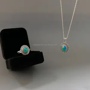 Classico stile infinito puro anello di gioielli in argento con pietra naturale turchese e grande pietra regalo perfetto per il matrimonio