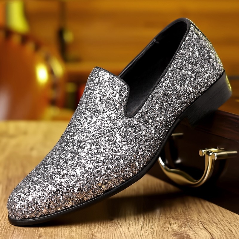 Luxury Loafers Men Shoes Gold Silver Sequin Wedding Fashion Luxury Loafers Men Shoes Gold Silver Sequin Wedding Fashion