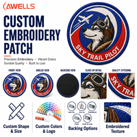 Badge brodé personnalisé OEM avec broderie couleur intégrale pour accessoires de mode AWELLS