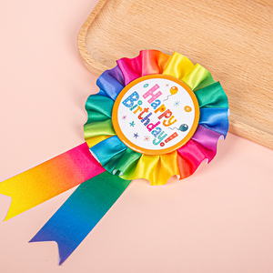 Hot bán satin Ribbon <span class=keywords><strong>Pin</strong></span> cầu vồng hoa hồng Huy hiệu cho Giải thưởng hạnh phúc trang trí sinh nhận-girl & Boy - Product Image 3