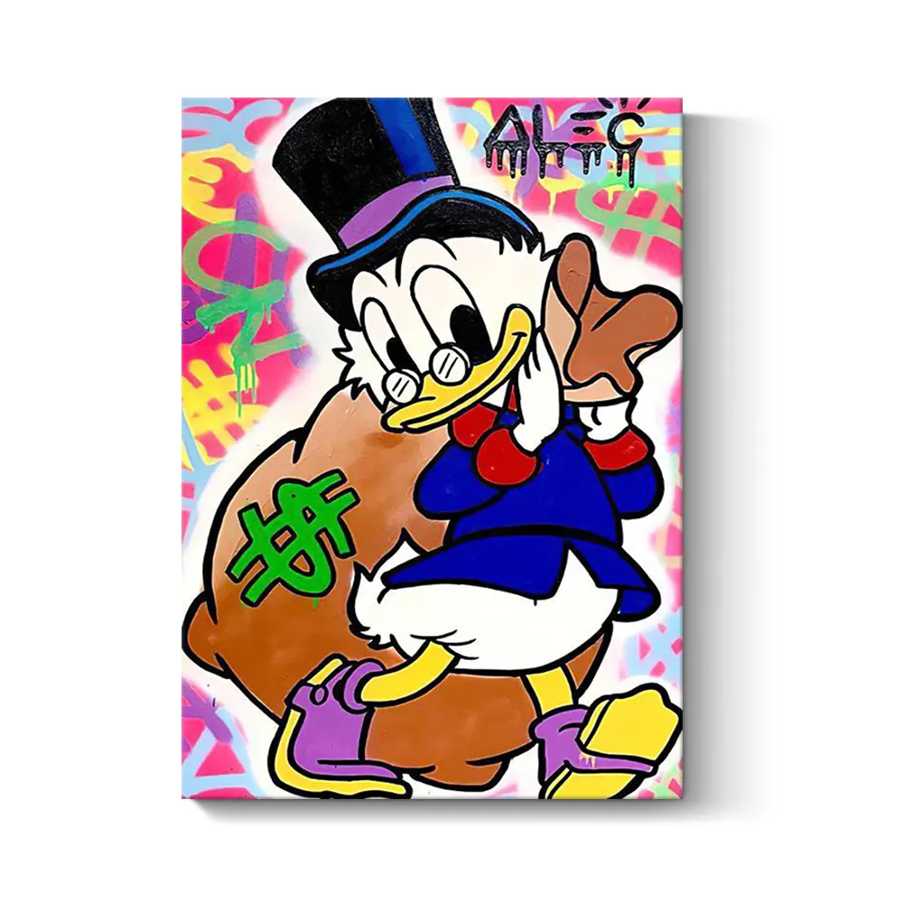 โปสเตอร์ภาพ Scrooge McDuck Cuadros Alec Monopoly Art ภาพการ์ตูนเป็ดผนังภาพวาดแกลเลอรี่ห่อภาพประกอบผ้าใบ
