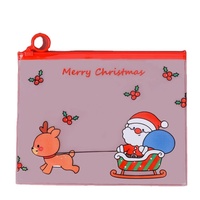 Sac de noël à fermeture éclair pour étudiants, sac de rangement de papeterie transparent multifonctionnel, trousse à crayons